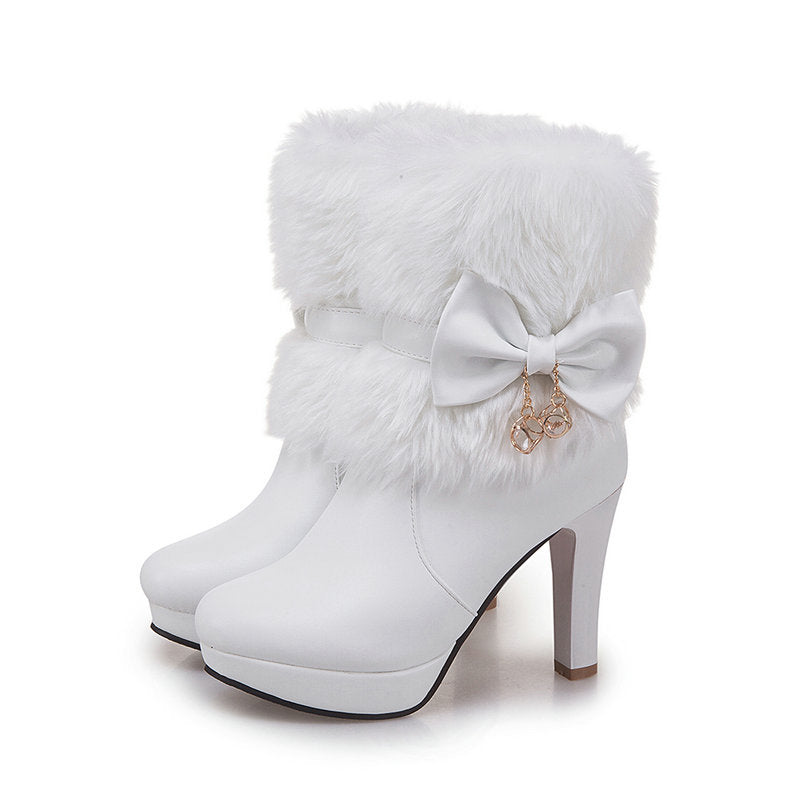 Princess Snow Boots Thick Heel