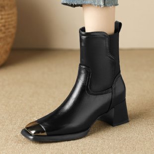 Slimming High Heel Leather Martin Boots