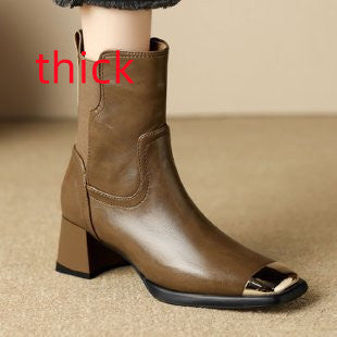 Slimming High Heel Leather Martin Boots