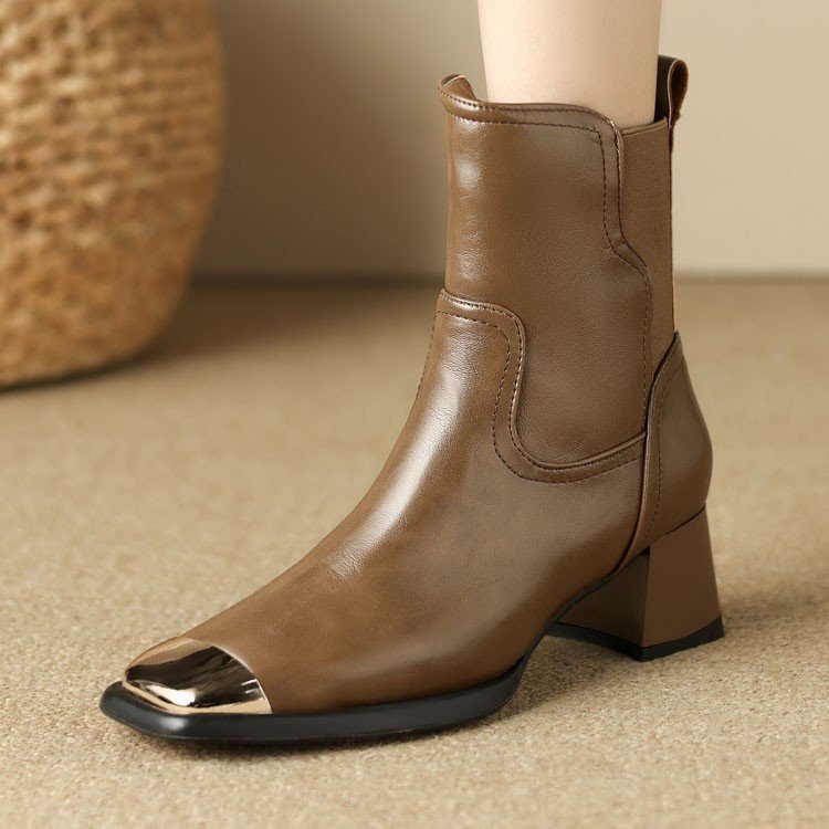 Slimming High Heel Leather Martin Boots