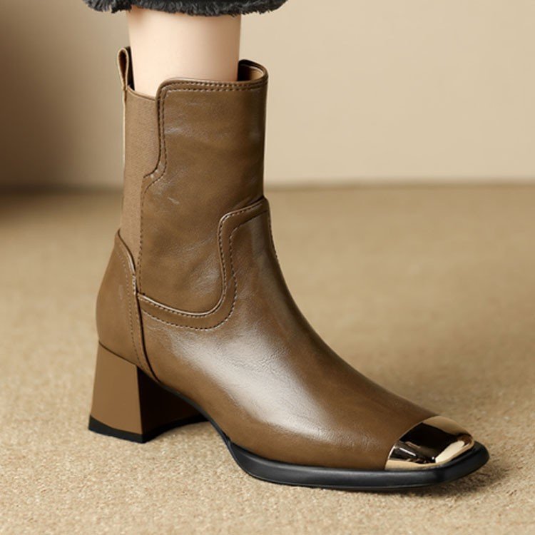 Slimming High Heel Leather Martin Boots