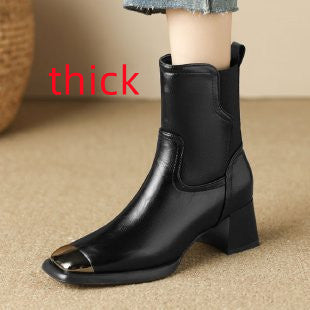 Slimming High Heel Leather Martin Boots